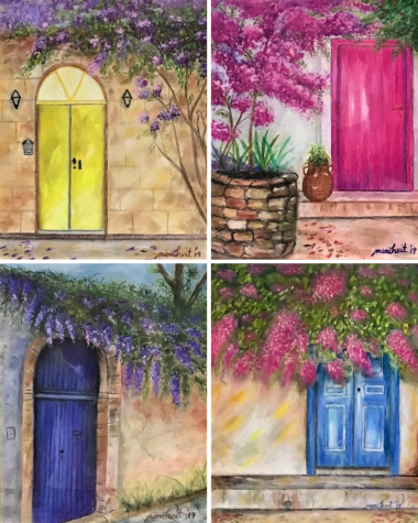 Door Series: Purple, Pink, Yellow & Blue Doors (2019) - Menchie Vitente