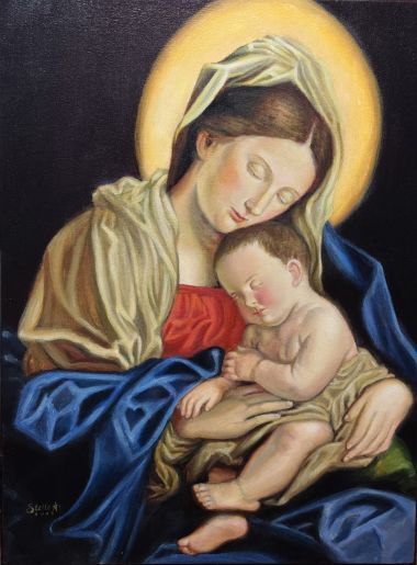 Homage to Sassoferrato's Madonna and Child (17th century) (2025) - Christelle Arroyo