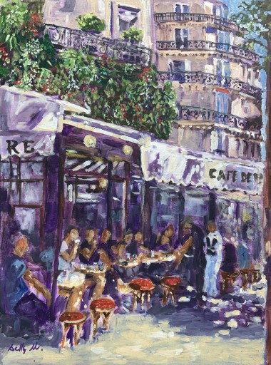 Roselle Manalastas | At a Paris Cafe (2022) | Sold - FilipinoArt.ph